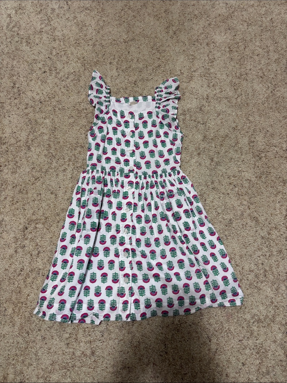 Crewcuts White Dress with Pink and Green Pineapple Print